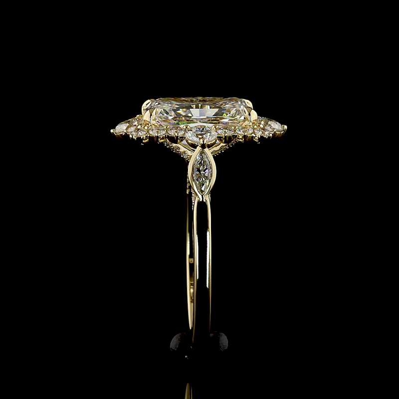 4ct Radiant Prong Unique Diamond Engagement Ring