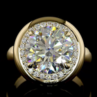 5ct Round Bezel-Prong Halo Diamond Engagement Ring