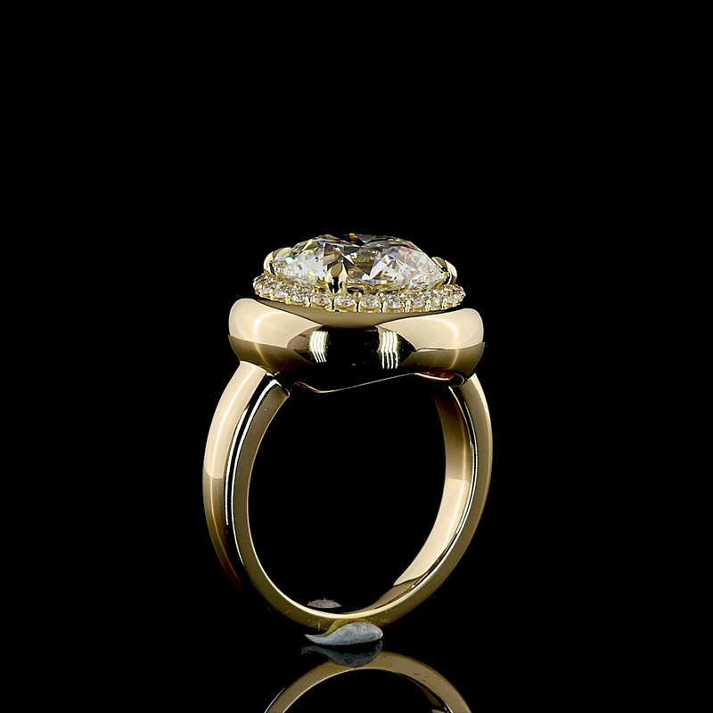 5ct Round Bezel-Prong Halo Diamond Engagement Ring
