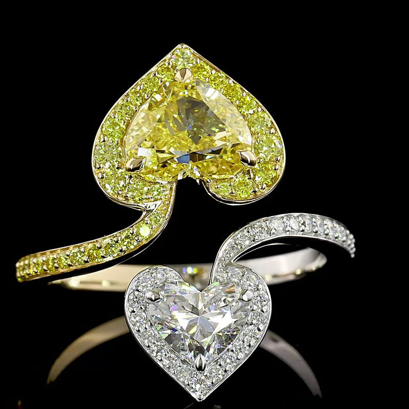 1-1/2ct Fancy Yellow Heart Bezel-Prong Unique Diamond Engagement Ring