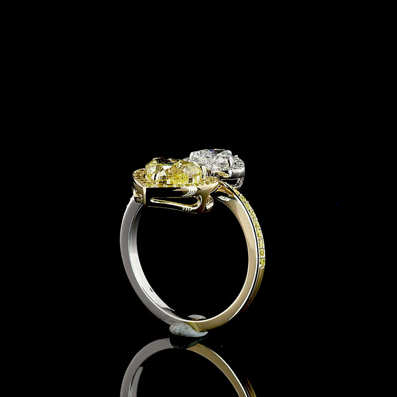 1-1/2ct Fancy Yellow Heart Bezel-Prong Unique Diamond Engagement Ring