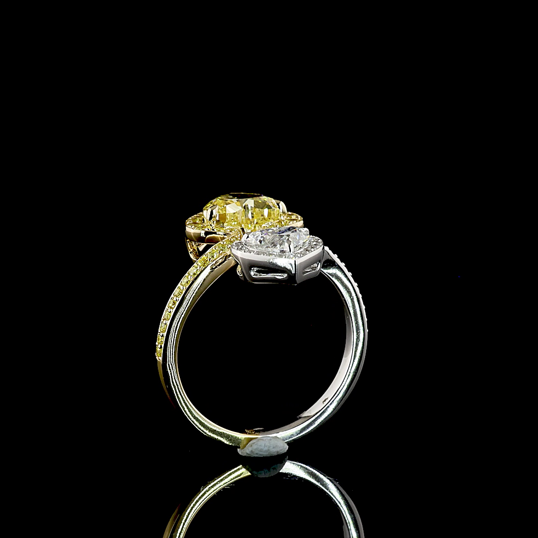 1-1/2ct Fancy Yellow Heart Bezel-Prong Unique Diamond Engagement Ring
