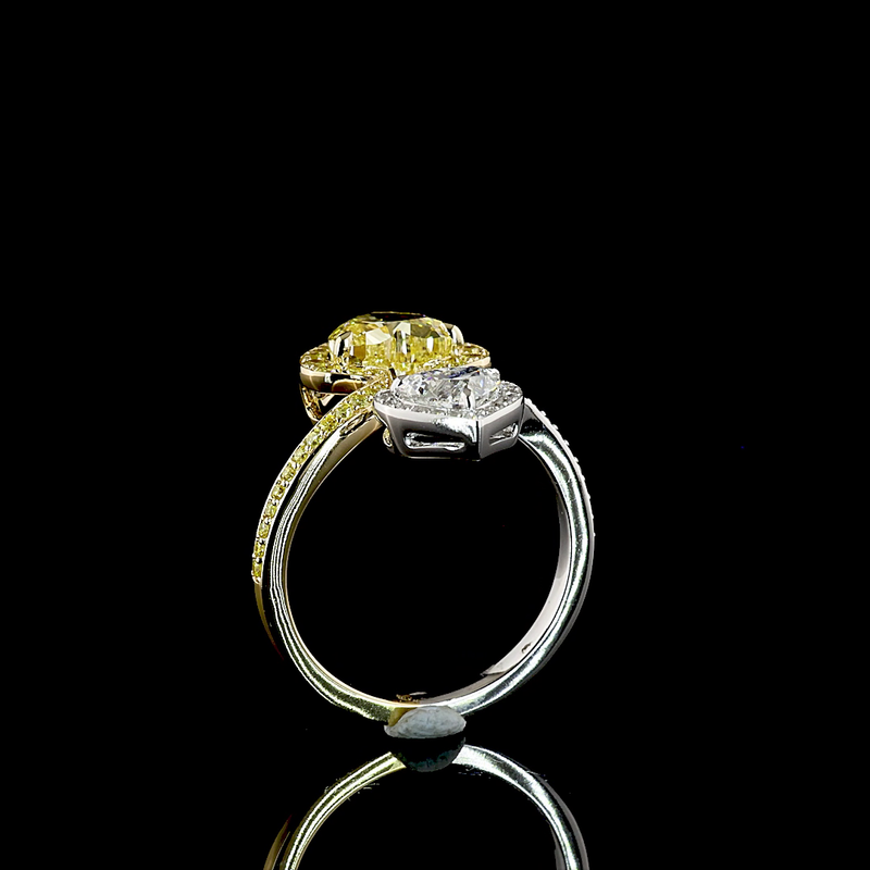 1-1/2ct Fancy Yellow Heart Bezel-Prong Unique Diamond Engagement Ring