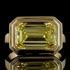 6ct Fancy Yellow Emerald East-West Bezel Solitaire Diamond Engagement Ring