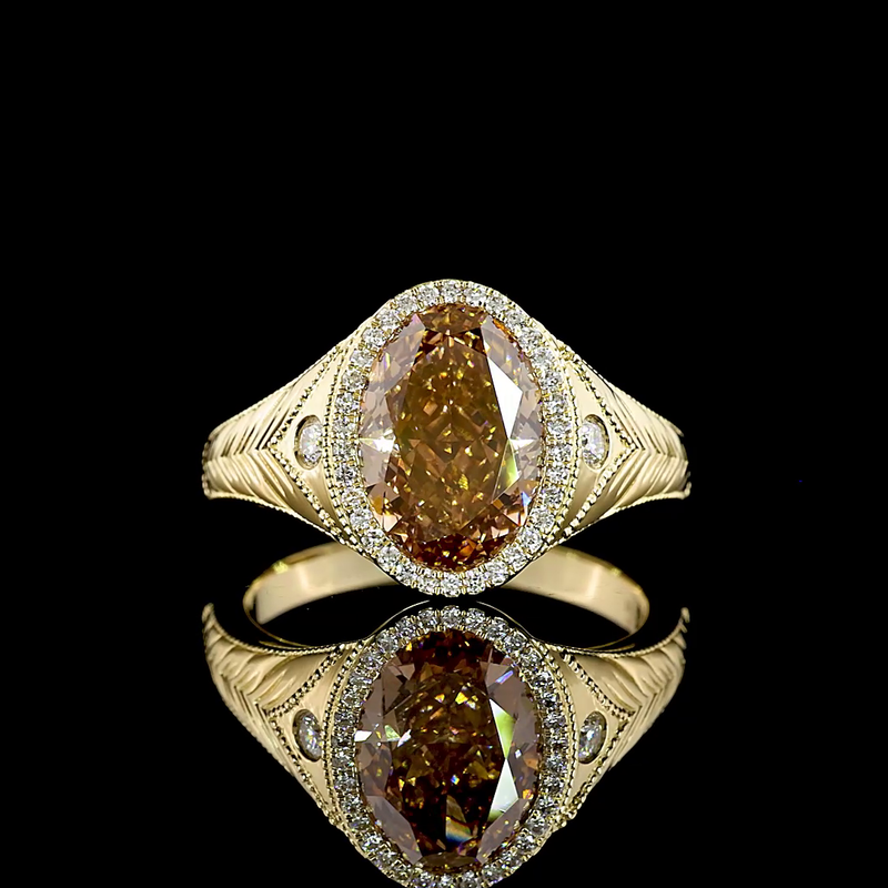 3ct Oval Bezel-Prong Unique Diamond Engagement Ring