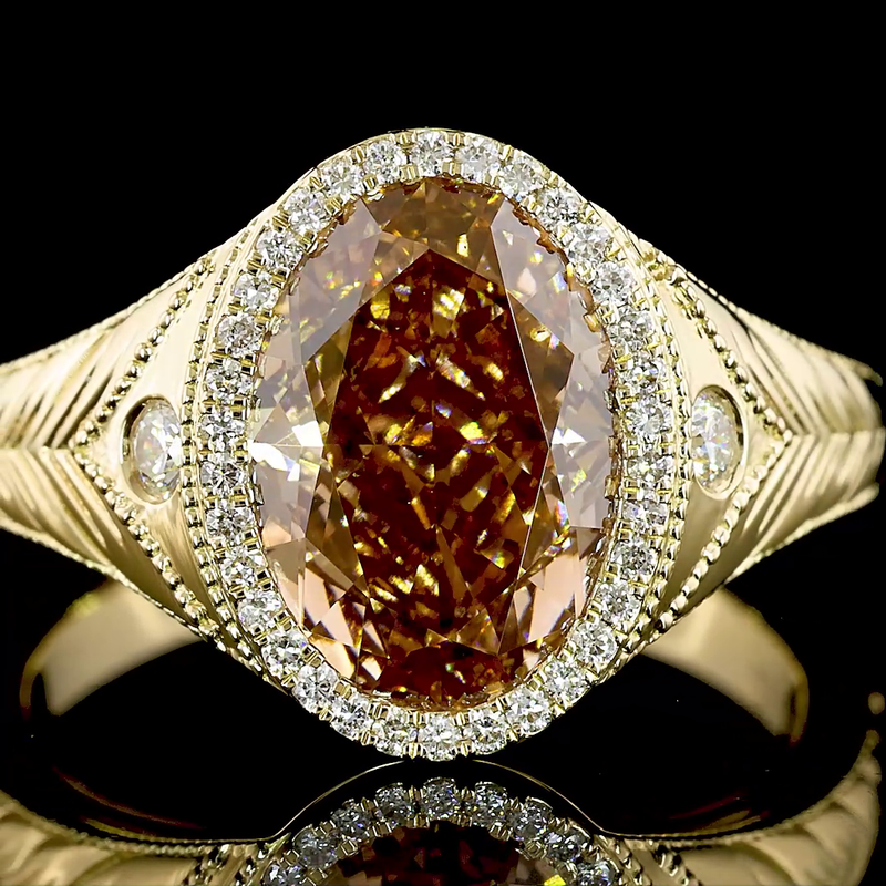 3ct Oval Bezel-Prong Unique Diamond Engagement Ring