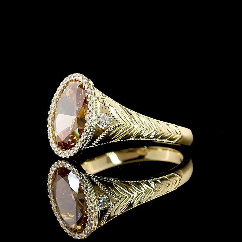 3ct Oval Bezel-Prong Unique Diamond Engagement Ring