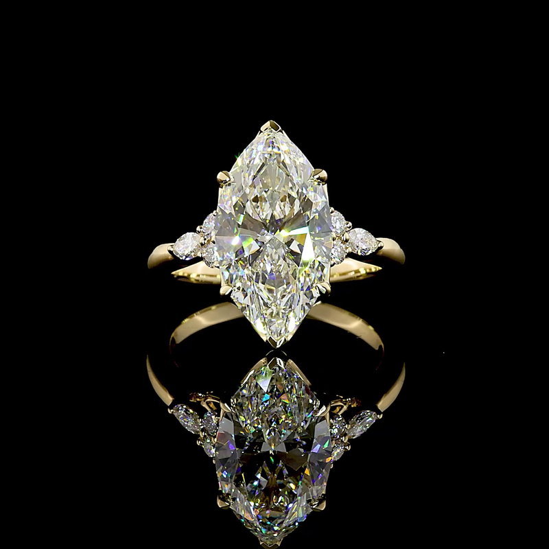 4-1/2ct Marquise Prong Unique Diamond Engagement Ring
