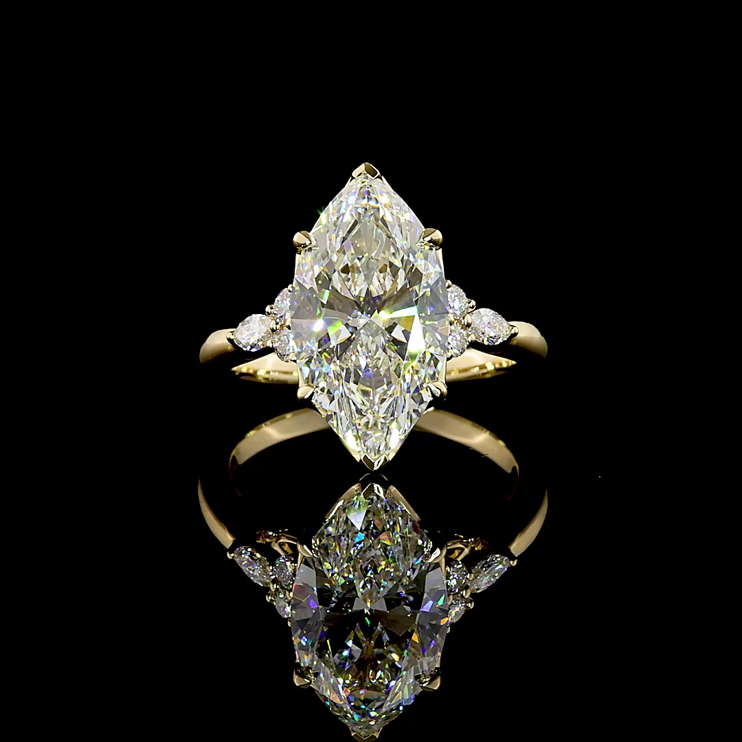 4-1/2ct Marquise Prong Unique Diamond Engagement Ring