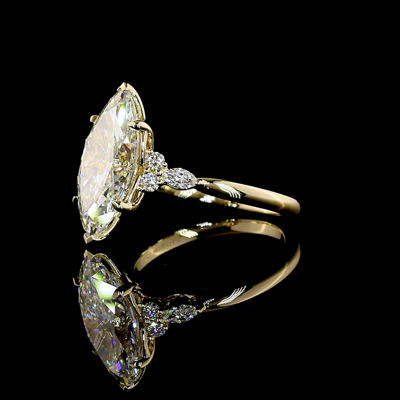 4-1/2ct Marquise Prong Unique Diamond Engagement Ring