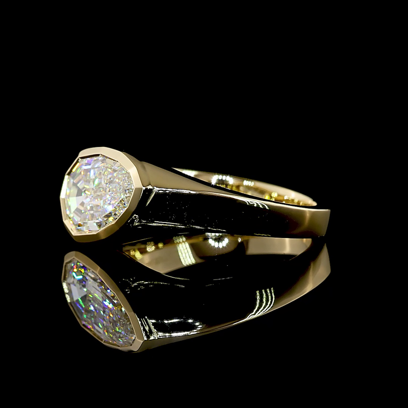 2-1/2ct Pear Inclined Bezel Solitaire Diamond Engagement Ring