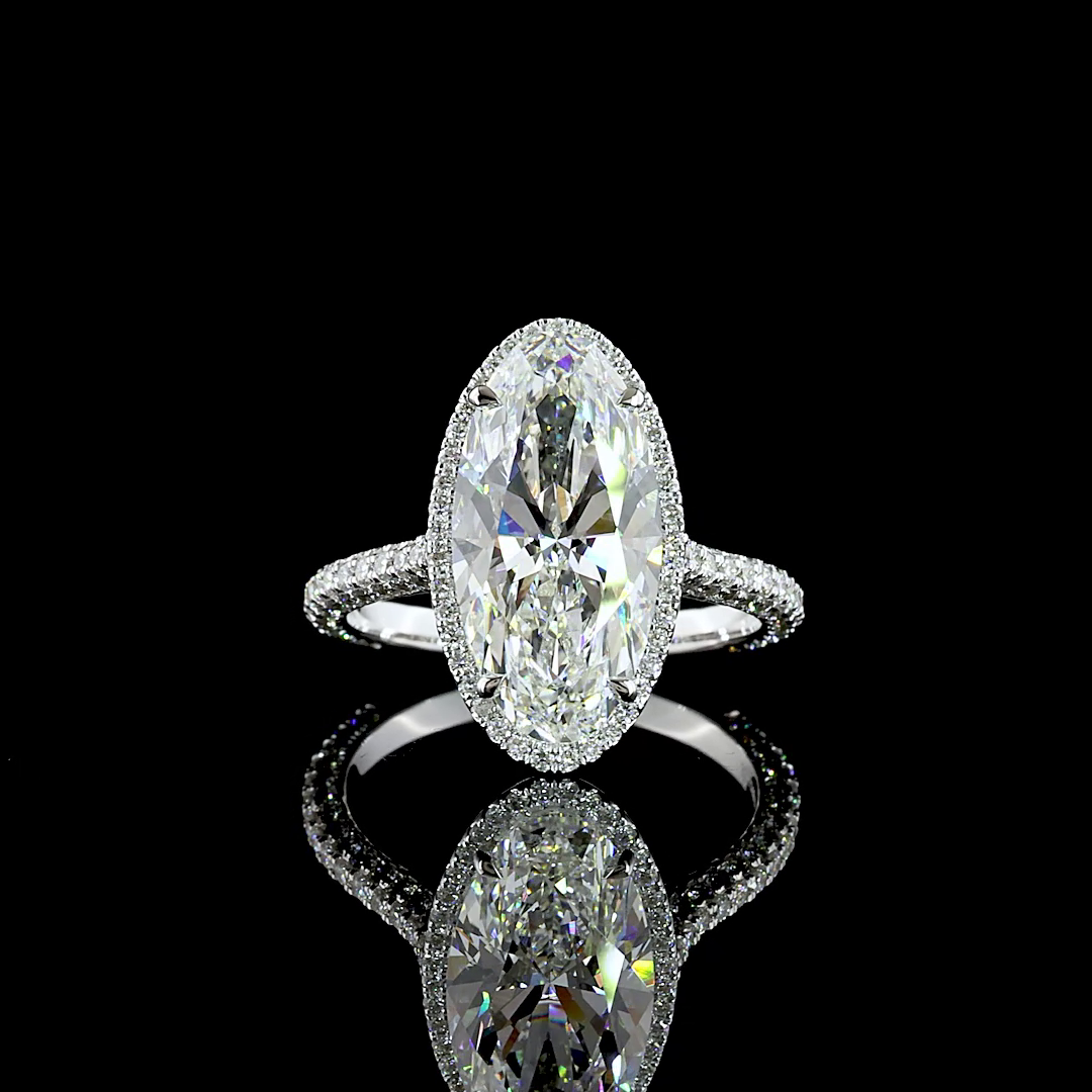 4ct Oval Prong Side Stone Diamond Engagement Ring