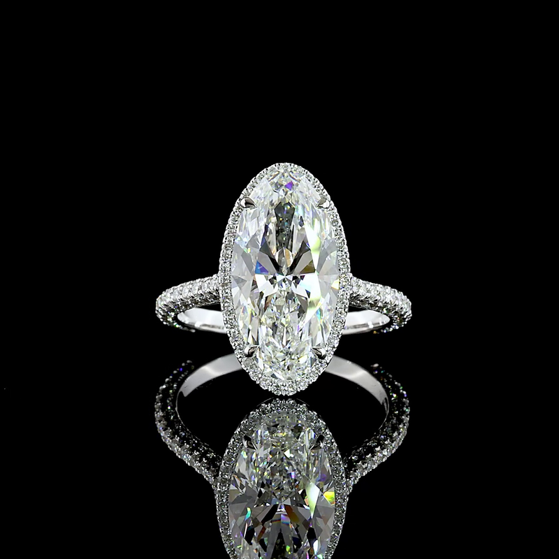 4ct Oval Prong Side Stone Diamond Engagement Ring