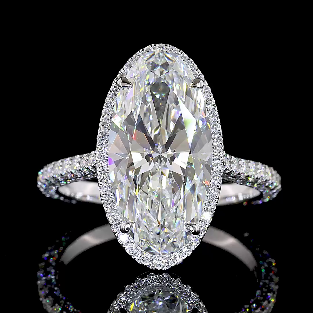 4ct Oval Prong Side Stone Diamond Engagement Ring