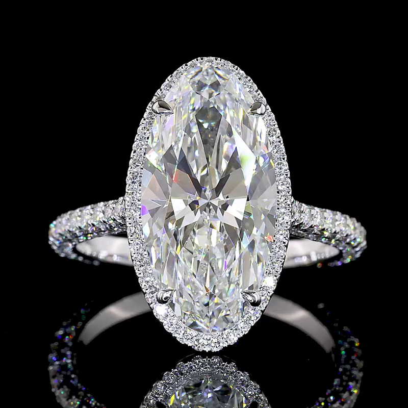 4ct Oval Prong Side Stone Diamond Engagement Ring