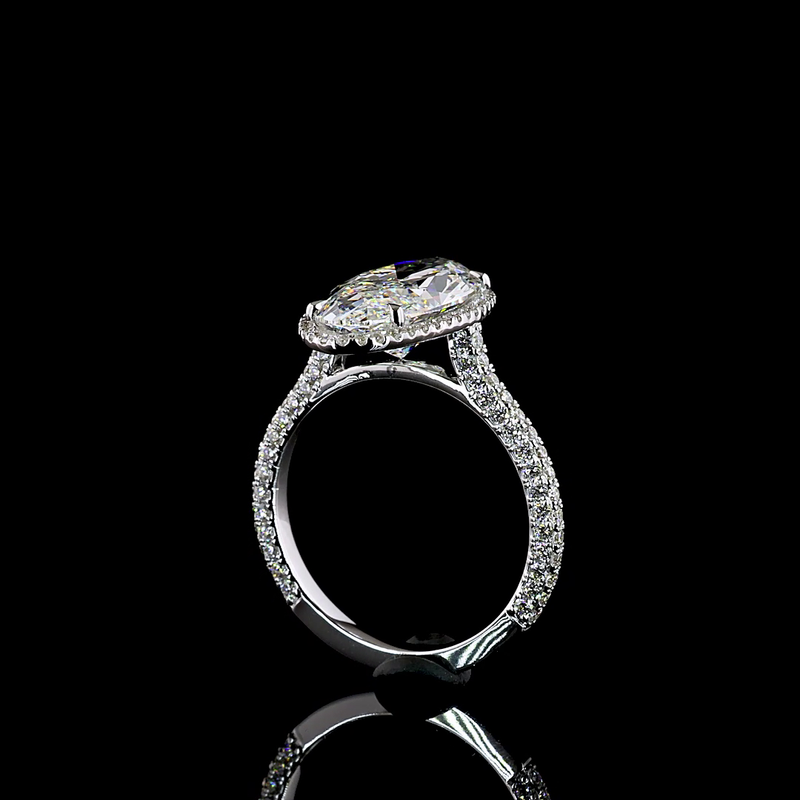 4ct Oval Prong Side Stone Diamond Engagement Ring