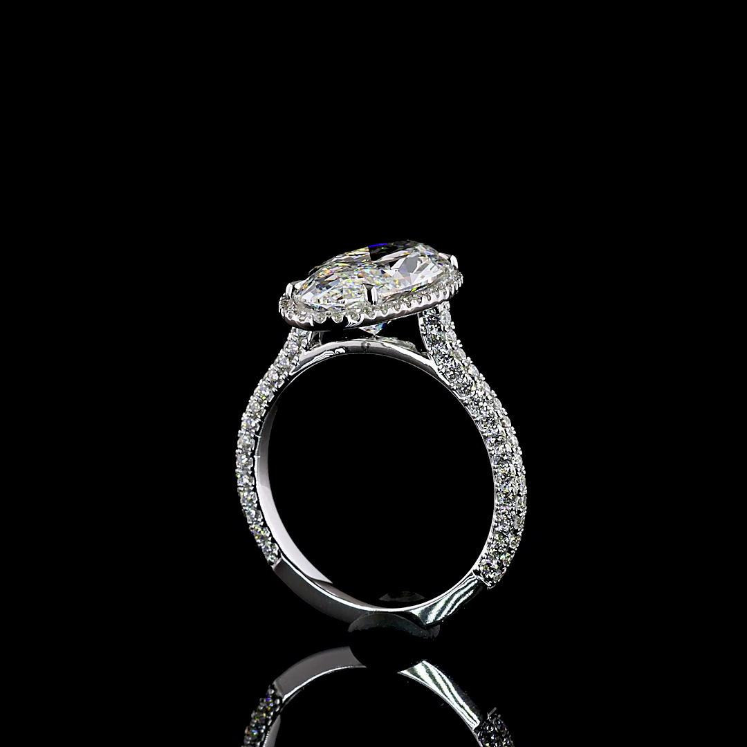 4ct Oval Prong Side Stone Diamond Engagement Ring