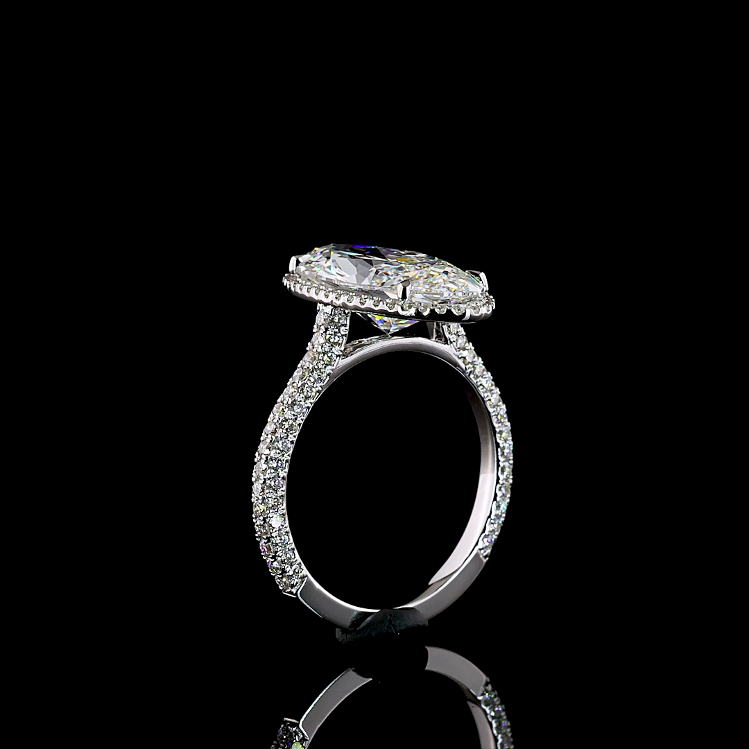 4ct Oval Prong Side Stone Diamond Engagement Ring