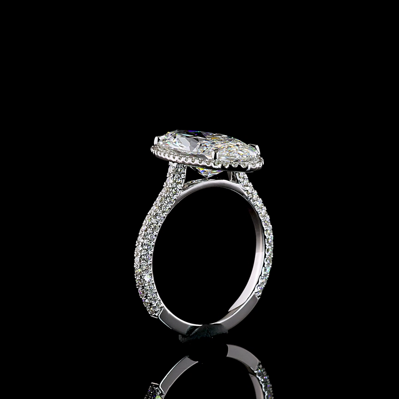 4ct Oval Prong Side Stone Diamond Engagement Ring