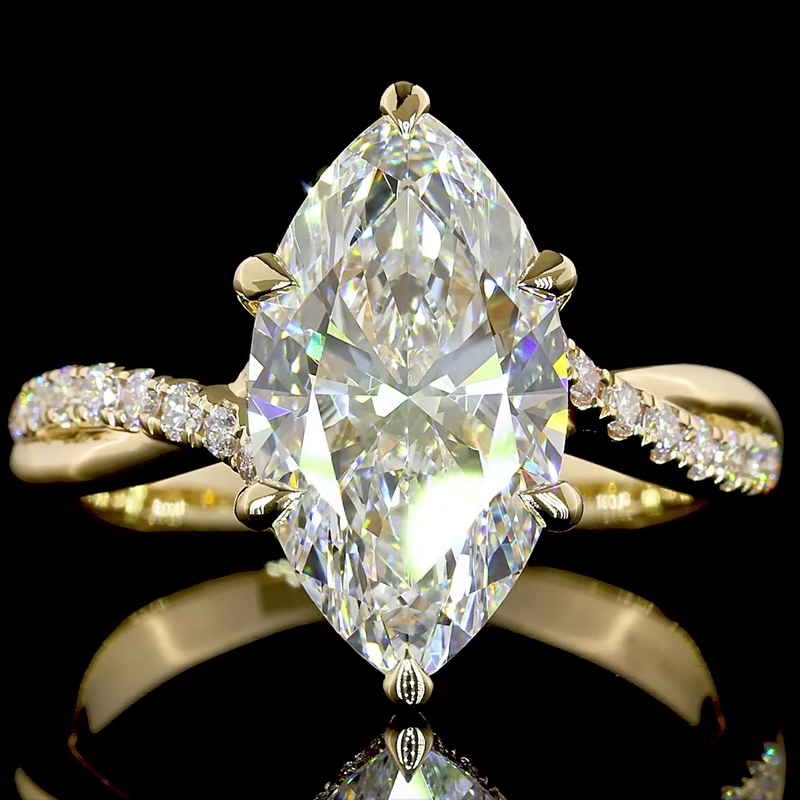 3ct Marquise Prong Hidden Halo Diamond Engagement Ring