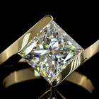 3-1/2ct Princess Half Bezel Solitaire Diamond Engagement Ring