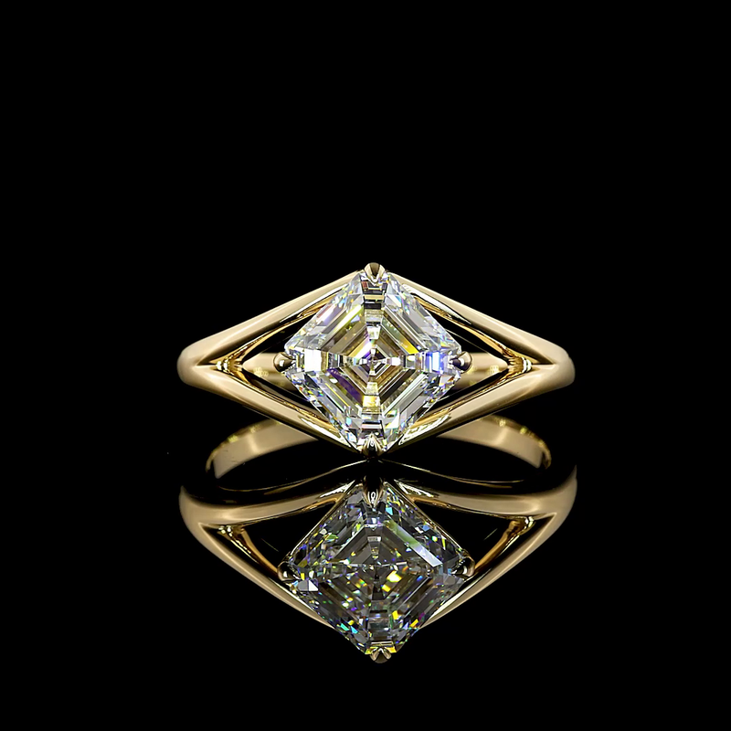 2ct Asscher Prong Solitaire Diamond Engagement Ring