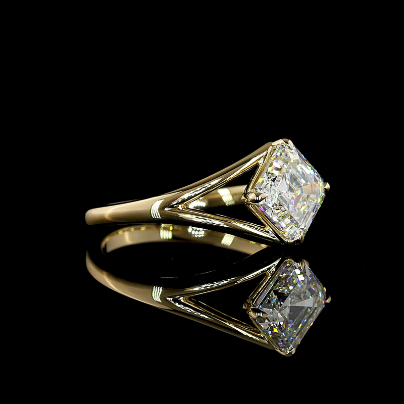 2ct Asscher Prong Solitaire Diamond Engagement Ring