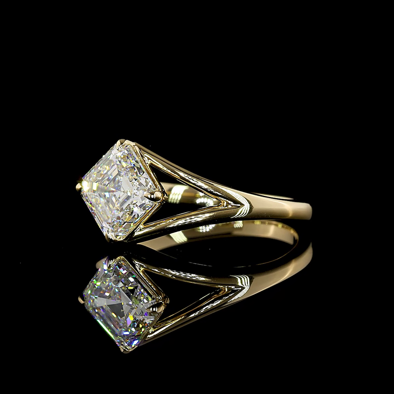 2ct Asscher Prong Solitaire Diamond Engagement Ring