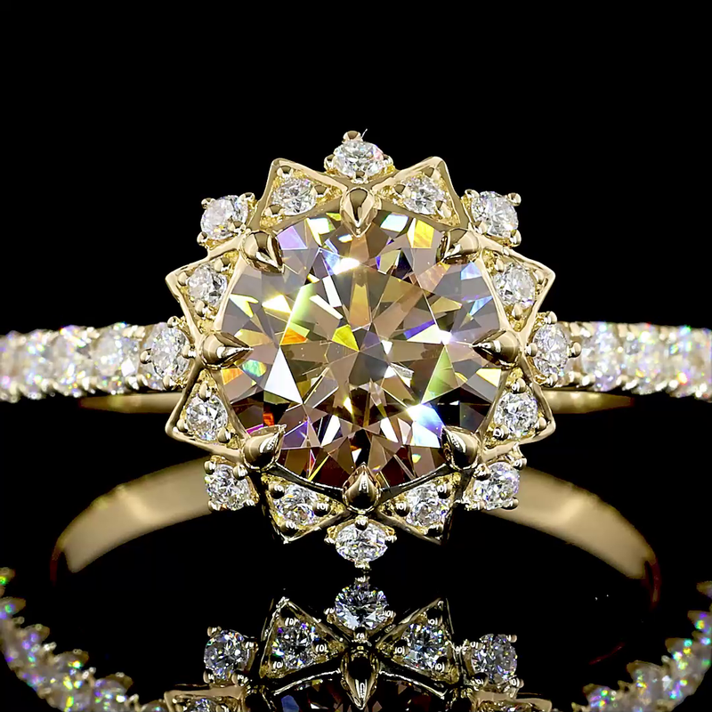 1-1/2ct Round Bezel-Prong Unique Diamond Engagement Ring