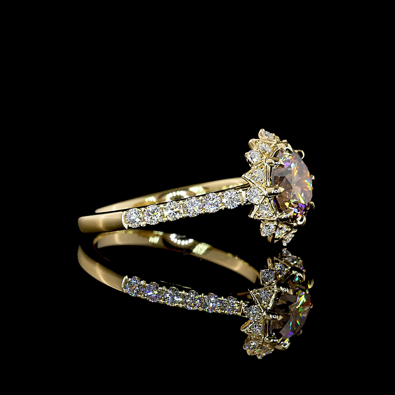 1-1/2ct Round Bezel-Prong Unique Diamond Engagement Ring