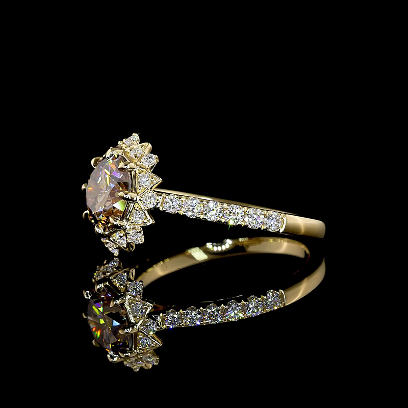 1-1/2ct Round Bezel-Prong Unique Diamond Engagement Ring
