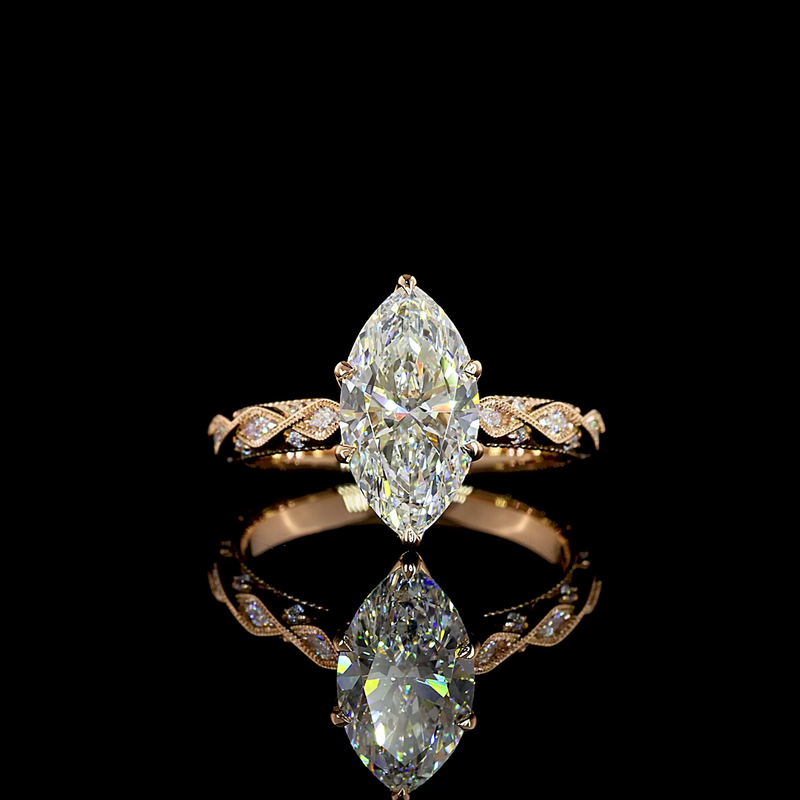 2ct Marquise Prong Unique Diamond Engagement Ring