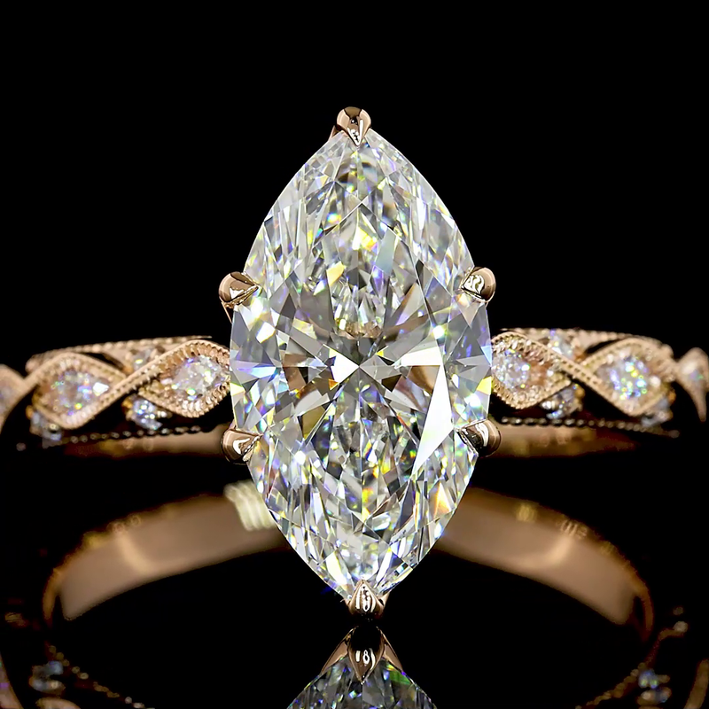 2ct Marquise Prong Unique Diamond Engagement Ring