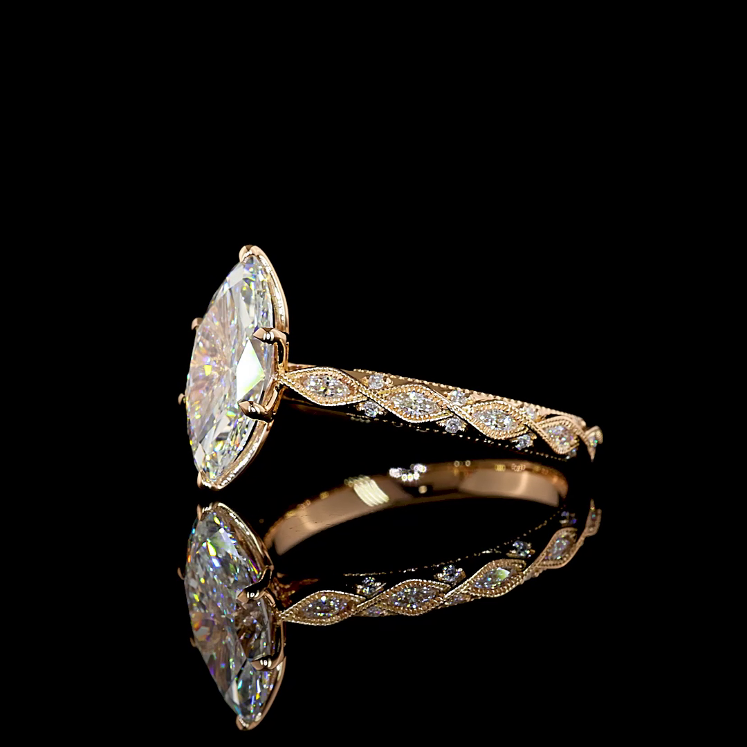 2ct Marquise Prong Unique Diamond Engagement Ring