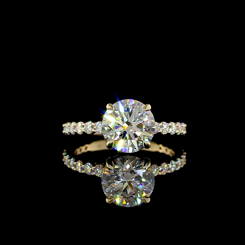 2-1/2ct Round Prong Side Stone Diamond Engagement Ring