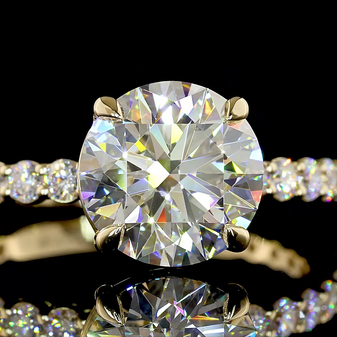 2-1/2ct Round Prong Side Stone Diamond Engagement Ring