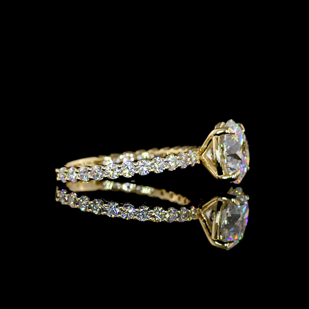 2-1/2ct Round Prong Side Stone Diamond Engagement Ring