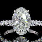 3-1/2ct Oval Prong Side Stone Diamond Engagement Ring