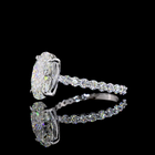 3-1/2ct Oval Prong Side Stone Diamond Engagement Ring