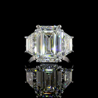8ct Emerald Prong Three Stone Diamond Engagement Ring