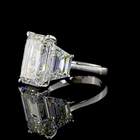 8ct Emerald Prong Three Stone Diamond Engagement Ring