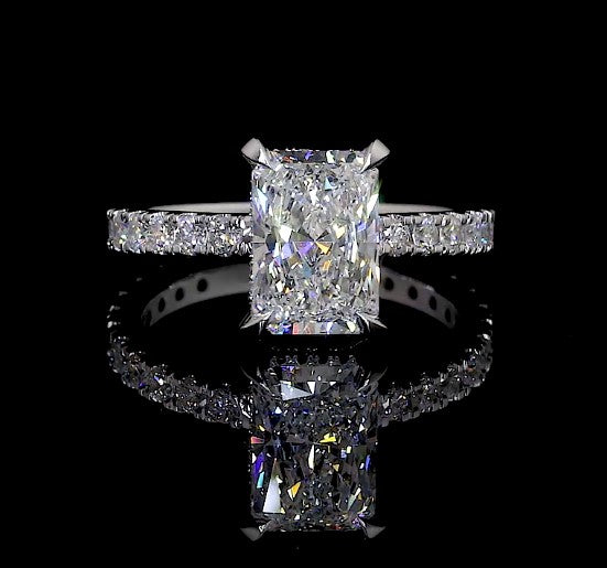 8ct Radiant Diamond Hidden Halo Engagement Ring